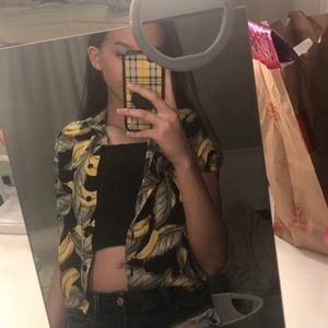 cropped button up tee